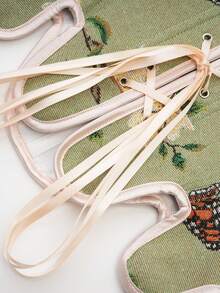 Women Floral Jacquard Lace Up Asymmetric Hem Elegant Corset Top, Suitable For New Year Party, Valentine's Day, Holidays - Multicolor - View 6