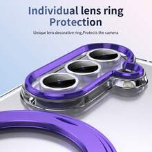 VIETAO 360°旋轉隱形支架透明材質手機殼，適用於 Galaxy Z Fold 8 Ultra 7 6 5 4 Fold7，附強化玻璃螢幕保護貼 - 紫色 - 查看 3