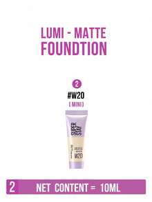 Maybelline LUMI-MATTE 粉底液 #W20 柔和米色 35ml/10ml，轻盈持久，透气成膜技术，防汗，打造自然哑光光泽，轻薄遮瑕，赋予肌肤微妙光泽，有效遮盖瑕疵，适合中性肤色，是初学者和日常使用的理想之选，是日常妆容的完美之选，也是送给女朋友的贴心礼物。 - W20 - 查看 12