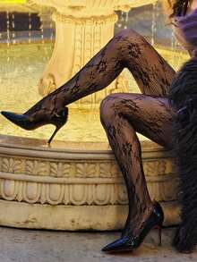 1双别致蕾丝风连裤袜 - 性感妩媚的尼龙丝袜，尽显办公室优雅气质 - 彩色 - 查看 7