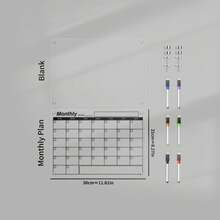 1pc Magnetic Acrylic Dry Erase Board (6 Whiteboard Markers Included), Magnetic Transparent Hanging Calendar Memo Board, Home Planning Display Board, Erasable Magnetic Glass Writing Board - I - View 15