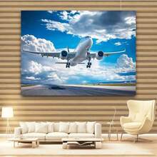 1 Piece Aviation Theme Airport Runway Background Cloth With Realistic Airplane Pattern, Durable Tapestry, Suitable Airplane Party Decoration, Airport Background, Event Setup, No Ironing Needed, 2D Flat Surface, Decoration - Nhiều màu - Xem 7