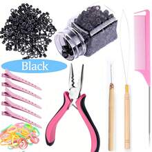 Hair Extension Tools Kit, 500 Silicone Lined Ring Beads,1 Plier, 1 Threader,1 Crochet Hook,5 Hair Clips,1 Pack Of Hair Loop - View 14