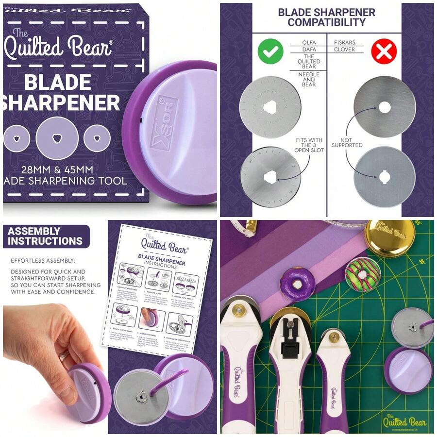 Afilador de hojas rotativas de oso acolchado, afilador de cuchillas rotativas para cuchillas de corte de 28 mm y 45 mm, utilizad - como en la foto - Ver 1