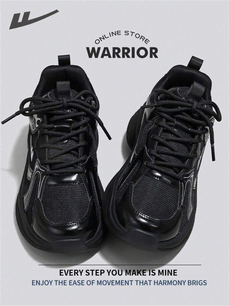 Warrior Comfortable Street Style Chunky Shoes For Women Spring And Summer Comfortable Running Shoes Modest Style Casual Yet Sleek Sneakers Applicable Throughout The Year Wear-Resisting All-Day Wear Training Sneakers - Black/Silver - View 2