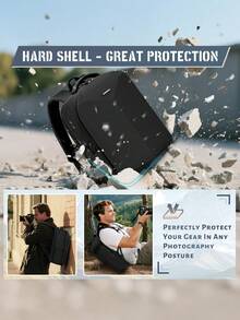 NEWHEY Mochila para cámara con carcasa rígida para DSLR/SLR, impermeable, con compartimento para portátil de 15.6 pulgadas, estuche profesional para cámara con funda contra la lluvia, mochila para fotografía con estuche para lente de cámara - Multicolor - Ver 5