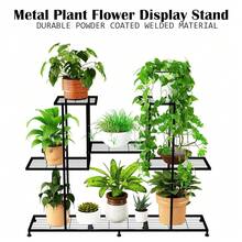 Metal Plant Stand, 5 Tiers Multifunctional Plant Stands For Indoor Plants, Decorative Black Steel Plant Shel F For Indoor Patio Garden Balcony And Yard (4 Tiers 12 Pots) - Đen - Xem 8