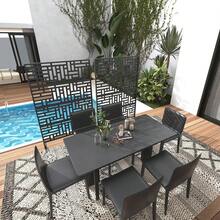 Pantalla de Privacidad Exterior de Metal con Base | Biombo Decorativo Autosoportante 180x116 cm | para Jardín, Terraza, Patio o Balcón | Cerca de Protección y Decoración - Diseño geométrico - Ver 6