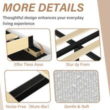 Boucle Upholstered Bed Frame, Upholstered Platform Bed With Headboard And Footboard, Modern Bed Frame Twin/Full/Queen/King, Black / Grey/ White/ Beige/ KhakiTwin Size Boucle Bed Frame/ Full Size Boucle Bed Frame/ King Size Boucle Bed Frame - 白色 - 查看 6