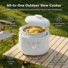 Smart Ceramic Slow Cooker Electric Stew Pot, 9 Preset Cooking Modes With Timer, 200W Low Power Slow Heating, All-Ceramic Inner Pot, Odor-Free Non-Stick Easy Clean, White Household Kitchen Appliance For Soup, Porridge, Stew, Congee, Baby Food, Health Cooking, Home Use - trắng - Xem 7