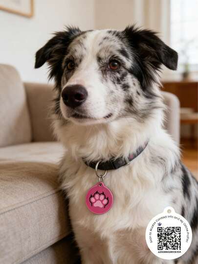  UNISE QR Code Pet ID Tag - Free Online Profile No Subscription, Instant Scan To Contact Pet Tag,Suitable For Dog & Cat , Pet Name & Phone Number Protection,Scan To Locate,Pet Location,Pet Products,Cute Pet ID Card