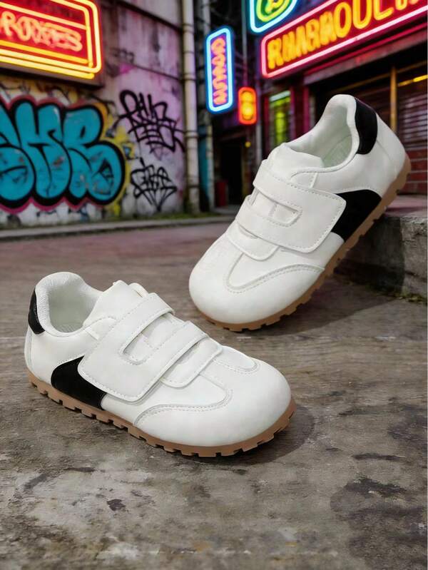 1 Pair Children's Casual Shoes, Boys & Girls Spring/Autumn Solid Color Soft Sole Little White Sneakers, Made Of PU Leather & Flexible Rubber, Lightweight & Comfortable For Student Campus Sports & Outdoor Play