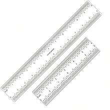 2pcs 6 Inch/12 Inch Clear Ruler With Inch And Centimeter Measurement Scale, Suitable For Scrapbooking, Students, Office And Home Use - TT519+TT620 - View 1