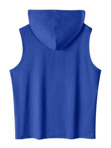 GRDR Camiseta de tirantes casual y versátil de unicolor con capucha y cordón para hombre - azul real - Ver 4