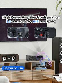 Amplificador de coche mini de 2 canales AK-380 de 12V, amplificador estéreo de alta fidelidad para el hogar, Bluetooth 5.0 inalámbrico (batería no incluida) - AK380 - Ver 7