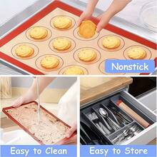 1/5 Piezas Juego de Tapetes de Silicona para Hornear, Esterillas Antiadherentes Reutilizables Resistentes al Calor para Macarons, Forros de Horno Multitamaño para Galletas, Pasteles, Pan, Fácil de Limpiar y Reutilizar Forros de Horno para Galletas - Ver 7