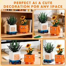 Happy Emotional Plants Botanical Building Blocks Set, Sunflower Plant Botanical Set, Succulents Desk Decor For Bedroom Office, ABS Material, Decor Themed, Very Suitable For Plant Enthusiasts - 白黃 - 查看 5
