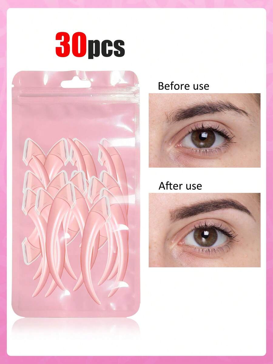 30/24/12/6/3/1 Pcs Crescent Eyebrow Trimmer, Disposable Facial Razors With Stainless Steel Blades, Non-Slip, Reusable, Washable, High-Quality Eyebrow Groomer, Anti-Scratch, Unisex Eyebrow Trimming Tool