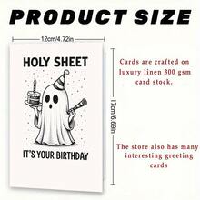1张“Holy Sheet It's Your Birthday Funny Greeting Card – Cute Ghost With Party Hat & Cake Illustration – Included Hope – Perfect for Friends, Family, or any of any with a Playly humority for a choak and cholarly birthday Gift” - 單件 - 查看 8