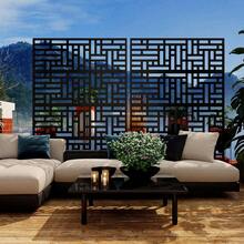 Pantalla de Privacidad Exterior de Metal con Base | Biombo Decorativo Autosoportante 180x116 cm | para Jardín, Terraza, Patio o Balcón | Cerca de Protección y Decoración - Diseño geométrico - Ver 3