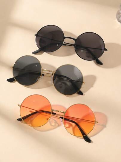 3pcs Small Round Frame Fashion Glasses For Performances, Suitable For Quirky Parties And Shows