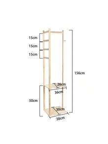 Kleiderständer aus Bambus, Garderobe für den Eingangsbereich, Kleiderständer aus Holz mit Stange, Ablageflächen, Kleiderhaken, für Haus, Schlafzimmer, Wohnzimmer - Maple - Übersicht 5