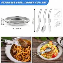Cepasei 8/14Pcs Camping Cookware Mess Kit, Portable Non-Stick Aluminum Alloy Cookware, Kettle Pot Frying Pan Plates Forks Knives Spoons For Camping, Backpacking, Outdoor Cooking - Orange - View 7