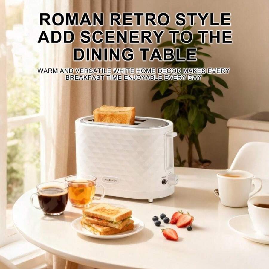 SOKANY 08111 全自动双片面包机，750W 高功率，7 档烘烤程度，口味可定制，具备解冻/再加热功能，温度可调，烘烤速度快，不锈钢材质，可靠耐用，适用于家用面包机、早餐机、烤面包机等。 - 查看 1