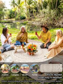 1 pieza Nueva Esterilla de picnic/Toalla de playa impresa digitalmente, resistente al agua y a la arena, con un patrón de moda y fresco, adecuada para acampar al aire picnics (peso de la tela 100g) - Multicolor - Ver 3