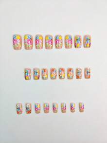 Pegatinas de arte de uñas con mariposas y flores coloridas, uñas de verano de aplicación - Multicolor - Ver 3