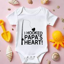 Newborn Baby Bodysuit Gift Set I Hooked Papa's Heart Baby Special Occasion Lively Style Baby Boy Clothes>Newborn Soft Cotton Romper Outfit For Boys & Girls 0-24M - 白色 - 查看 10