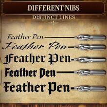 Vintage Feather Quill Pen And Ink Set - Blue Feather Pen And Ink Set, Writing And Drawing Tools With Stainless Steel Nib - Elegant Vintage Style Calligraphy Kit For Creative Hand Lettering - Azul - Ver 6