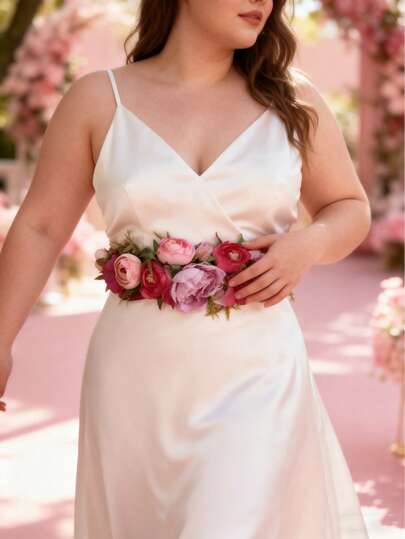 1ชิ้น เข็มขัดเจ้าสาวลายดอกไม้วินเทจ, เข็มขัดคาดเอวดอกไม้ประดิษฐ์ เหมาะสำหรับชุดแต่งงาน, ชุดเพื่อนเจ้าสาว และสไตล์เจ้าสาวแบบชนบท