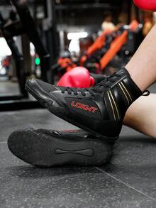 TACHUAN 1 Pair Men's High-Top Professional Boxing Shoes, Wrestling Training Boots, Muay Thai Kickboxing Shoes, Fitness Martial Arts Sneakers - Black and Yellow - View 7