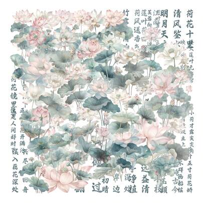 50 piezas Pegatinas de flores de loto chinas con estética retro, fantasía, estilo Y2K, estética urbana, regalos, pegatinas humorísticas y divertidas, pegatinas de anime de los 80s y 90s para suministros de scrapbooking, sobres, botellas de agua, computadoras, portátiles, teléfonos, equipaje, cuadernos, refrigeradores, fiestas, decoración navideña y de Año Nuevo