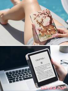 花卉鹿紋平板保護殼，適用 iPad 第 10 代、10.2/Mini6/Mini7/9.7 吋、Galaxy Tab A9 Plus，3 年以上防彎折，內建筆槽，適用 Kindle (11th Gen) 2022 版，強化矽膠護角，自動喚醒/睡眠功能，完美日常保護，情人節聖誕節春季浪漫禮物，時尚極簡圖案 - 彩色 - 查看 9
