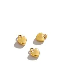 3pcs Stainless Steel Mini Heart Pendant Fashion 18K Gold Plated Heart Charms For DIY Jewelry Making Supplies Accessories - Pendants - View 2