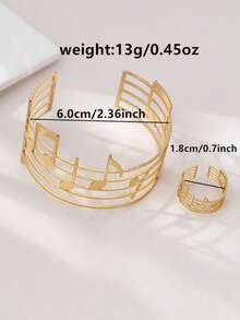 一套时尚优雅的金属音符开口手镯和戒指套装，适合女性日常佩戴、派对、音乐会、送礼等多种场合。 - 音符手鐲套裝 - 查看 18