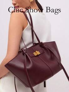 女士时尚单肩包/斜挎包，特别版，优雅设计，大容量，耐用，轻便，适合工作、旅行、商务及各种场合，可装化妆品 - 酒紅色 - 查看 3