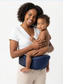 1 unidad de mochila portabebés ajustable para bebés y niños pequeños con cinturón para la cintura y asiento para la cadera (n.º 3, azul oscuro) - Azul profundo - Ver 1