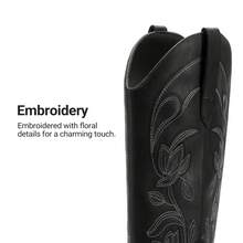 Botas Vaqueras para mujer, Cowboy Boots para Dama con Punta Puntiaguda - Negro - Ver 8