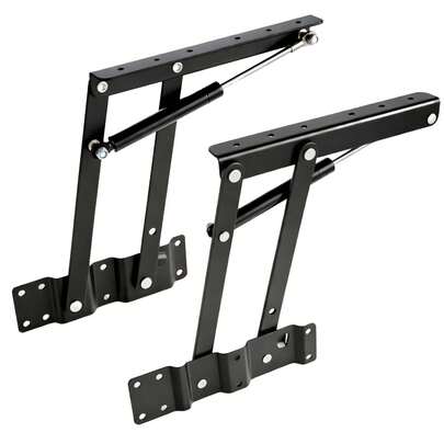 2-Piece Ottoman & Coffee Table Lift Top Mechanism, Heavy Duty Hydraulic Lift Hinges, Folding Lift-Up Hardware In Black