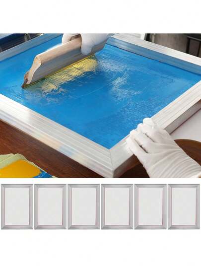 Screen Printing Kit 6 Pieces Aluminum Silk Screen Printing Frames 10x14inch Silk Screen Printing Frame With 156 Count Mesh High Tension Nylon Mesh And Sealing Tape For T-Shirts DIY Printing