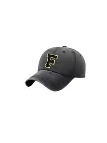 1 pieza Gorra de béisbol lavada con estampado de 26 letras para niños, adecuada para niños y niñas para protección solar diaria al aire libre - Negro - Ver 9