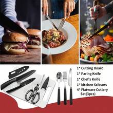 10/27Pcs Camping Kitchen Utensil Cookware Kit, 304 Stainless Steel Material Outdoor Cooking And Grilling Utensil Organizer Travel Set Perfect For Travel, Picnics, RVs, Camping, BBQs, Parties And More - Black - View 12