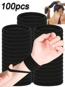 100pcs Fashion Simple High Elastic Thick Hair Ties, Suitable For Daily Use And Gifting. Can Be Used As Hair Ties, Ponytail Holders, Headbands And Sports Headbands. Suitable For Women And Girls, Perfectly Holds Long Hair. Also Suitable For Teenagers. |   Fashion Hair Tie Series |   Durable Hair Ties (100/50/20/1pc Options) - 200件 - 查看 2