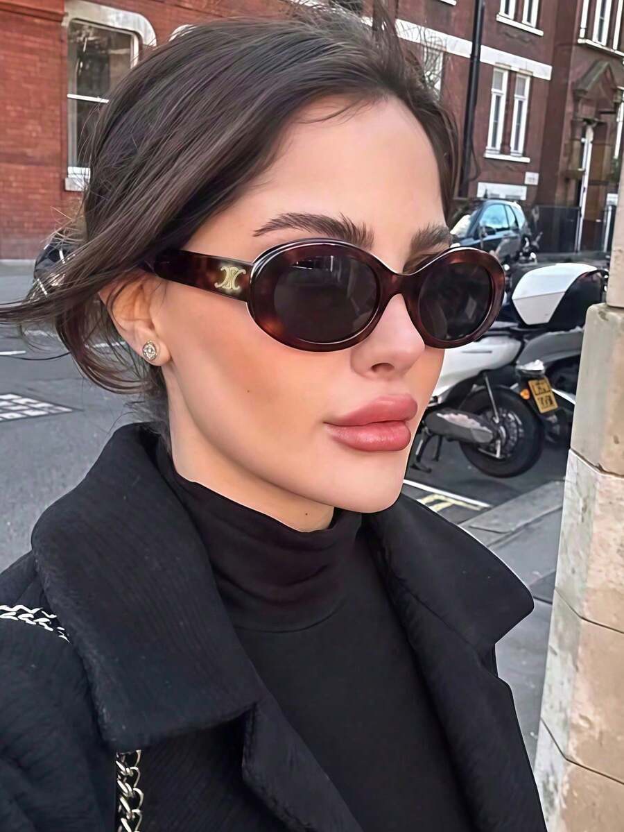 1副复古椭圆形女士时尚眼镜，猫眼设计，时尚欧美风格