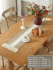 1 件复古钩针亚麻桌旗，带花边流苏，质朴蕾丝桌布装饰，适用于咖啡桌、梳妆台、餐桌、家居装饰、派对、婚礼 - 彩色 - 查看 15