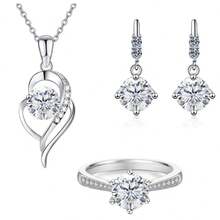 3pcs Jewelry Set: 1ct Moissanite Necklace + 1ct Moissanite Ring + 0.5ct*2 Moissanite Earrings, Suitable For Women's Daily Wear, Wedding & Engagement - One Set Of 1CT + 1CT + 0.5CT*2 - View 8
