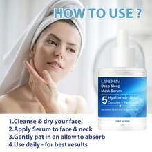 5%玻尿酸深层睡眠面膜精华，有效补水锁水，持久丰盈肌肤，淡化细纹，夜间修护滋养，日间修复受损肌肤屏障，100毫升 - Hyaluronic Acid - 查看 6